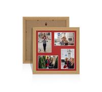 Alison Kingsgate Light Oak 12x12 Photo frames for multiple pictures - Collage Frame for 4 Pictures With Crimson Mount - Holds (4x) 6x4 Photos - Engineered Wood & Perspex