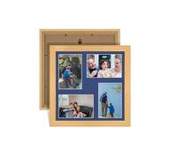 Alison Kingsgate Light Oak 12x12 Photo frames for multiple pictures - Collage Frame for 4 Pictures with Blue Mount - Holds (4x) 6x4 Photos - Engineered Wood & Perspex