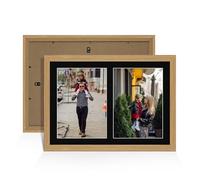 Alison Kingsgate Light Oak 20x14 Photo frames for multiple pictures -2 Apertures Collage Frame with Black Mount - Holds (2x) A4 Photos - Engineered Wood & Perspex