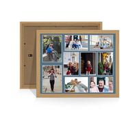 Alison Kingsgate Light Oak 20x16 Photo frames for multiple pictures -9 Apertures Collage Frame with Pompadour Mount - Holds (2x) 7x5 & (7x) 6x4 Photos - Engineered Wood & Perspex