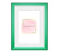 Alison Kingsgate Minimalist Green 12x10 Frame With Mount For 10x8 Size (25.4 x 20.32cm) - Premium Green 12x10 Picture Frame With Mount with Safe Perspex Front & Wall Hanging Hooks - Handmade Frames