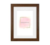 Alison Kingsgate Minimalist Walnut A5 Frame With Mount For A6 Size (10.5 X 14.8cm) - Premium Walnut A5 Picture Frame With Mount with Safe Perspex Front & Wall Hanging Hooks - Handmade Frames
