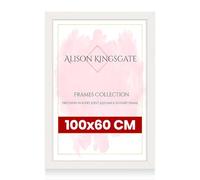 Alison Kingsgate Modern 100x60CM White Picture Frames - Engineered Wood Photo Frame with Shatterproof Perspex Front - Ideal for Posters, Certificates & Artwork - Wall Mount or Tabletop Display