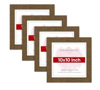 Alison Kingsgate Modern 10X10 Dark Oak Photo Frame Pack of 4-Engineered Wood Picture Frames with Shatterproof Perspex - Ideal for Artwork-Wall Mount or Tabletop - Multiple Sizes & Colours Available