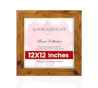 Alison Kingsgate Modern 12X12 Rustic Oak Picture Frame - Engineered Wood Photo Frame with Shatterproof Perspex Front - Ideal for Posters, Certificates & Artwork - Wall Mount or Tabletop Display
