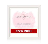 Alison Kingsgate Modern 17X17 White Picture Frames - Engineered Wood Photo Frame with Shatterproof Perspex Front - Ideal for Posters, Certificates & Artwork - Wall Mount or Tabletop Display