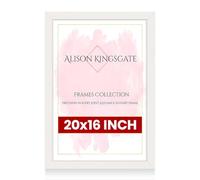 Alison Kingsgate Modern 20X16 White Picture Frames - Engineered Wood Photo Frame with Shatterproof Perspex Front - Ideal for Posters, Certificates & Artwork - Wall Mount or Tabletop Display-