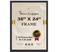 Alison Kingsgate Modern 36X24 Matte Black Photo Frame-Engineered Wood Picture Frames with Shatterproof Perspex - Ideal for Certificates & Artwork-Wall Mount - Multiple Sizes & Colours Available