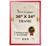 Alison Kingsgate Modern 36X24 RED Photo Frame-Engineered Wood Picture Frames with Shatterproof Perspex - Ideal for Certificates & Artwork-Wall Mount - Multiple Sizes & Colours Available