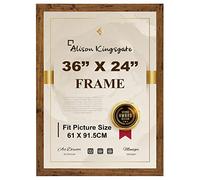 Alison Kingsgate Modern 36X24 Rustic Oak Photo Frame-Engineered Wood Picture Frames with Shatterproof Perspex - Ideal for Certificates & Artwork-Wall Mount - Multiple Sizes & Colours Available