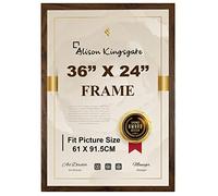Alison Kingsgate Modern 36X24 Walnut Photo Frame-Engineered Wood Picture Frames with Shatterproof Perspex - Ideal for Certificates & Artwork-Wall Mount - Multiple Sizes & Colours Available