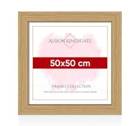 Alison Kingsgate Modern 50X50CM Light Oak Photo Frame-Engineered Wood Picture Frames with Shatterproof Perspex - Ideal for Certificates & Artwork-Wall Mount or Tabletop - Multiple Sizes & Colours