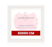 Alison Kingsgate Modern 60X60CM White Picture Frames - Engineered Wood Photo Frame with Shatterproof Perspex Front - Ideal for Posters, Certificates & Artwork - Wall Mount or Tabletop Display
