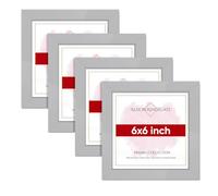 Alison Kingsgate Modern 6X6 SILVER Photo Frame Pack of 4-Engineered Wood Picture Frames with Shatterproof Perspex - Ideal for Artwork-Wall Mount or Tabletop - Multiple Sizes & Colours Available