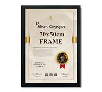 Alison Kingsgate Modern 70X50CM Black Photo Frame-Engineered Wood Picture Frames with Shatterproof Perspex - Ideal for Certificates & Artwork- Wall Mount- Multiple Sizes & Colours Available