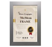 Alison Kingsgate Modern 70X50CM SILVER Photo Frame-Engineered Wood Picture Frames with Shatterproof Perspex - Ideal for Certificates & Artwork- Wall Mount- Multiple Sizes & Colours Available
