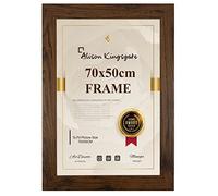 Alison Kingsgate Modern 70X50CM WALNUT Photo Frame-Engineered Wood Picture Frames with Shatterproof Perspex - Ideal for Certificates & Artwork- Wall Mount- Multiple Sizes & Colours Available