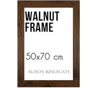 Alison Kingsgate Modern 70X50CM Walnut Photo Frame-Engineered Wood Picture Frames with Shatterproof Perspex - Ideal for Certificates & Artwork- Wall Mount - Multiple Sizes & Colours Available