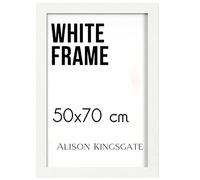 Alison Kingsgate Modern 70X50CM White Photo Frame-Engineered Wood Picture Frames with Shatterproof Perspex - Ideal for Certificates & Artwork- Wall Mount - Multiple Sizes & Colours Available