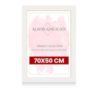Alison Kingsgate Modern 70X50CM White Picture Frames - Engineered Wood Photo Frame with Shatterproof Perspex Front - Ideal for Posters, Certificates & Artwork - Wall Mount or Tabletop Display
