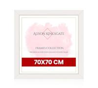 Alison Kingsgate Modern 70X70CM White Picture Frames - Engineered Wood Photo Frame with Shatterproof Perspex Front - Ideal for Posters, Certificates & Artwork - Wall Mount or Tabletop Display