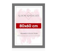 Alison Kingsgate Modern 80X60CM Dark Grey Photo Frame-Engineered Wood Picture Frames with Shatterproof Perspex - Ideal for Certificates -Wall Mount or Tabletop - Multiple Sizes & Colours Available