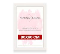 Alison Kingsgate Modern 80X60CM White Picture Frames - Engineered Wood Photo Frame with Shatterproof Perspex Front - Ideal for Posters, Certificates & Artwork - Wall Mount or Tabletop Display