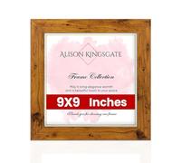Alison Kingsgate Modern 9X9 Rustic Oak Picture Frame - Engineered Wood Photo Frame with Shatterproof Perspex Front - Ideal for Posters, Certificates & Artwork - Wall Mount or Tabletop Display