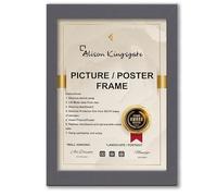 Alison Kingsgate Modern A2 Dark Grey Photo Frame-Engineered Wood Picture Frames with Shatterproof Perspex - Ideal for Certificates -Wall Mount or Tabletop - Multiple Sizes & Colours Available