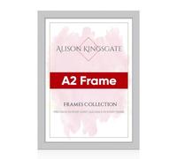 Alison Kingsgate Modern A2 Silver Picture Frames - Engineered Wood Photo Frame with Shatterproof Perspex Front - Ideal for Posters, Certificates & Artwork - Wall Mount or Tabletop Display