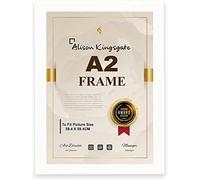 Alison Kingsgate Modern A2 White Photo Frame-Engineered Wood Picture Frames with Shatterproof Perspex - Ideal for Certificates & Artwork-Wall Mount or Tabletop - Multiple Sizes & Colours Available