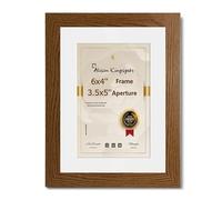 Alison Kingsgate Modern Dark Oak 6x4 Frame With Mount For 3.5x5 Print Size Dark Oak 6x4 Picture Frame With Mount with Safe Perspex Front & Wall Hanging Hooks - Handmade Frames