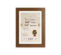Alison Kingsgate Modern Dark Oak 8x6 Frame With Mount For 7x5 Print Size (17.78 x 12.7cm) Dark Oak 8x6 Picture Frame With Mount with Safe Perspex Front & Wall Hanging Hooks - Handmade Frames