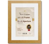 Alison Kingsgate Modern Oak 10x8 Frame With Mount For 8x6 Print Size (15.24 x 20.32cm) Oak 10x8 Picture Frame With Mount with Safe Perspex Front & Wall Hanging Hooks - Handmade Frames