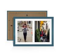 Alison Kingsgate Navy Blue 20x14 Photo frames for multiple pictures -2 Apertures Collage Frame with White Mount - Holds (2x) A4 Photos - Engineered Wood & Perspex