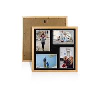 Alison Kingsgate Oak 12x12 Photo frames for multiple pictures - 4 Apertures Collage Frame with Black Mount - Holds (4x) 6x4 Photos - Engineered Wood & Perspex