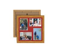 Alison Kingsgate Oak 12x12 Photo frames for multiple pictures - 4 Apertures Collage Frame with Crimson Mount - Holds (4x) 6x4 Photos - Engineered Wood & Perspex