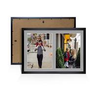 Alison Kingsgate Oak 12x12 Photo frames for multiple pictures - 4 Apertures Collage Frame with Poppy Red Mount - Holds (4x) 6x4 Photos - Engineered Wood & Perspex