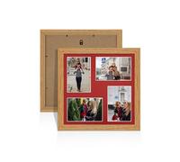 Alison Kingsgate Oak 12x12 Photo frames for multiple pictures - Collage Frame for 4 Pictures With Crimson Mount - Holds (4x) 6x4 Photos - Engineered Wood & Perspex