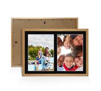 Alison Kingsgate Oak 20x14 Photo frames for multiple pictures - 2 Apertures Collage Frame with Black Mount - Holds (2x) A4 Photos - Engineered Wood & Perspex