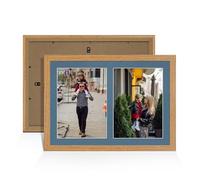 Alison Kingsgate Oak 20x14 Photo frames for multiple pictures -2 Apertures Collage Frame with Pompadour Mount - Holds (2x) A4 Photos - Engineered Wood & Perspex