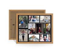 Alison Kingsgate Oak 20x16 Photo frames for multiple pictures -9 Apertures Collage Frame with Black Mount - Holds (2x) 7x5 & (7x) 6x4 Photos - Engineered Wood & Perspex