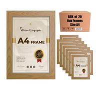 Alison Kingsgate Oak A4 Frame Multipack - 20 Frames, Size 29.7x21cm, Clear Perspex Sheet & Wall Mounted Hook