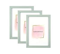 Alison Kingsgate Pack of 3 Green 14x11 Inch Frame With Safe Perspex Front - Set of 3 14" x 11" (35.6 x 27.9cm) Green Frames - Display Portrait & Landscape - Handmade Frames