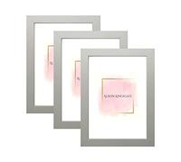 Alison Kingsgate Pack of 3 Panoramic Light Grey 16x12 Inch Frame With Safe Perspex Front - Set of 3 16" x 12" (40.6 x 30.5cm) Light Grey Frames - Display Portrait & Landscape - Handmade Frames