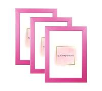 Alison Kingsgate Pack of 3 Pink 6x4 Inch Frame With Safe Perspex Front - Set of 3 6" x 4" (15.2 x 10.2cm) Pink Frames - Display Portrait & Landscape - Handmade Frames