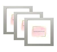 Alison Kingsgate Pack of 3 Square Light Grey 12x12 Inch Frame With Safe Perspex Front - Set of 3 12" x 12" (30.5 x 30.5cm) Square Light Grey Frames - Display Portrait & Landscape - Handmade Frames