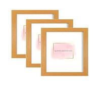 Alison Kingsgate Pack of 3 Square Oak 6x6 Inch Frame With Safe Perspex Front - Set of 3 6" x 6" (15.2 x 15.2cm) Square Oak Frames - Display Portrait & Landscape - Handmade Frames