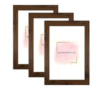 Alison Kingsgate Pack of 3 Walnut A6 Frames With Safe Perspex Front & Wall Mount - Set of 3 Walnut A6 (10.5 X 14.8cm) Picture Frames Display Portrait & Landscape - Handmade Frames