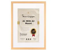 Alison Kingsgate Pine A1 Frame With A2 White Mount and Clear Perspex Safety Glass - Large Picture Display